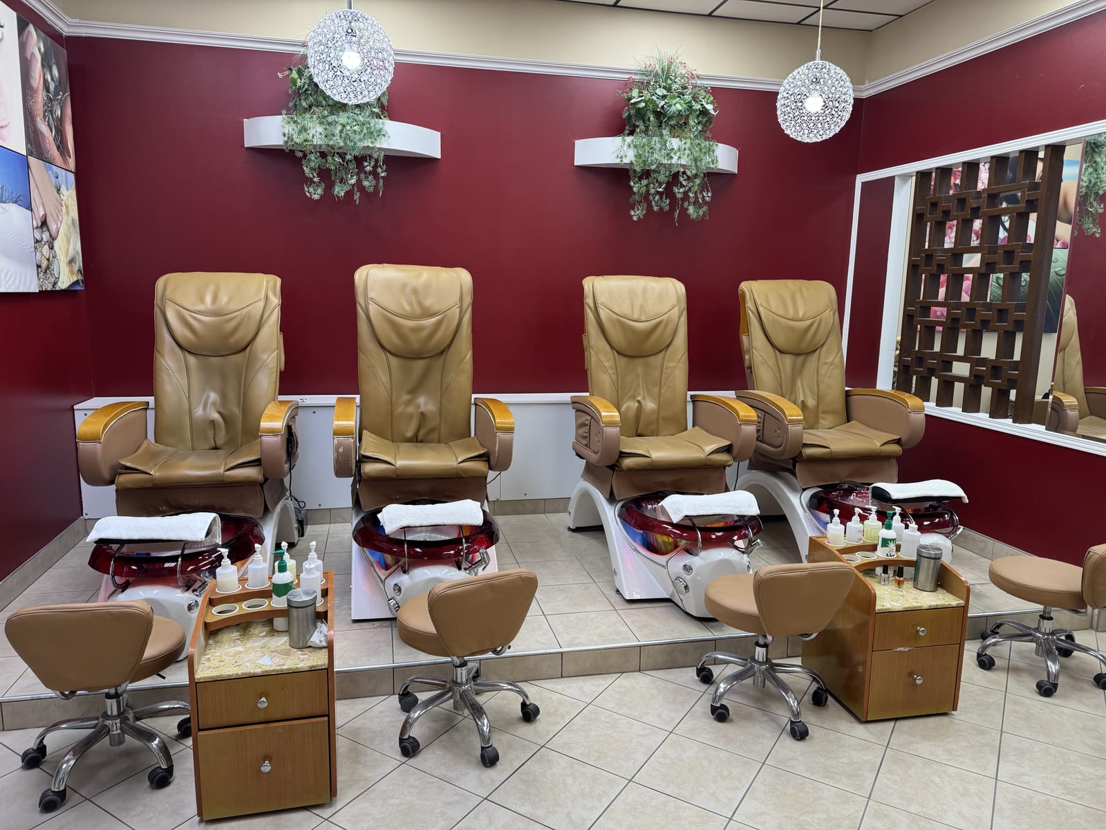 Pedicure chairs at Hot Nails salon in Kitchener Ontario
